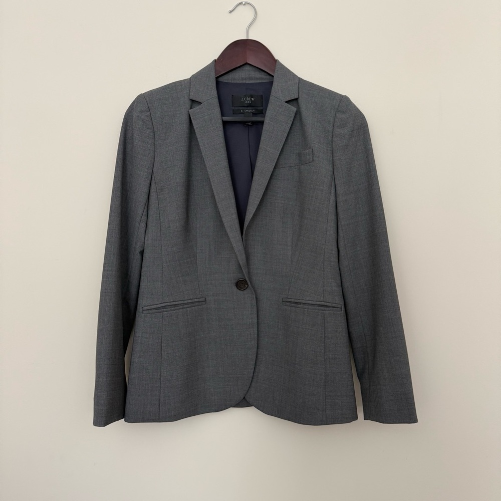 J. Crew Women’s 1035 Bi Stretch Gray Blazer Tollegno 1900 Fabric Made in Italy